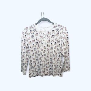 Roller Rabbit Women's Llama Print Long Sleeve Shirt Size S Pima Cotton